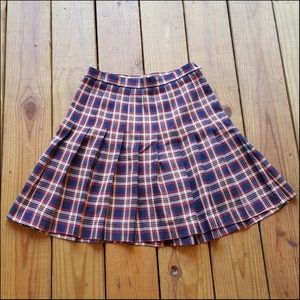 27" Waist Navy Red Plaid Pleated Mini Skirt